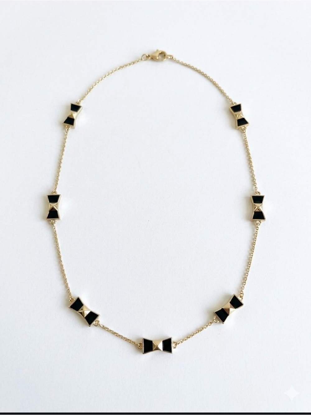 Kate Spade Black Tie Optional Bow Scatter Strand Long Necklace Gold Black - Picture 3 of 6